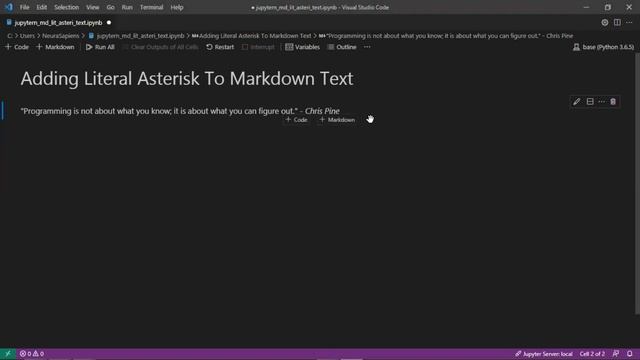 Jupyter Notebook | Markdown | How to Add Literal Asterisk To Text смотреть онлайн