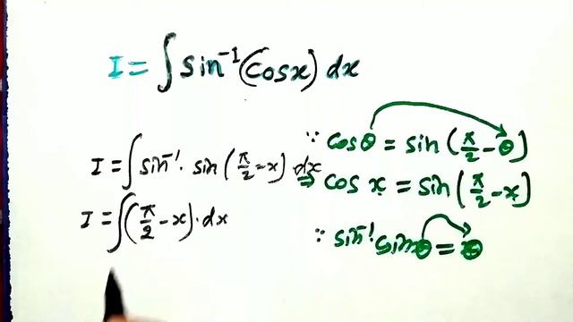 Integral of sin inverse cos x dx | Integral of sin^(-1) (cos x) | Sin^-1 (cos x) dx integrated | смотреть онлайн