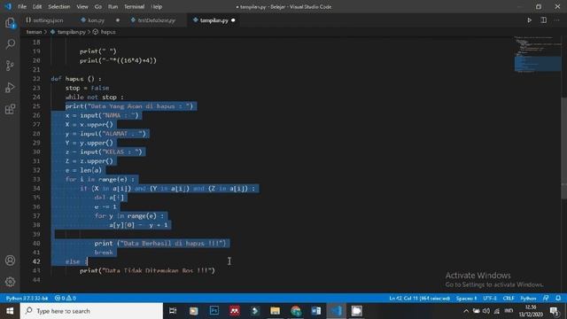 CARA MENGHAPUS DATA PADA LIST DI PYTHON || VSCODE смотреть онлайн
