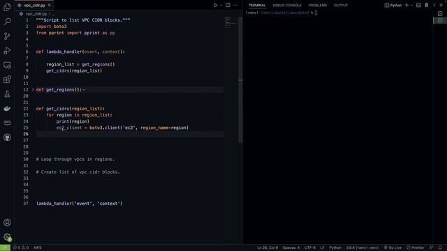 Get CIDR blocks using python and boto3 смотреть онлайн