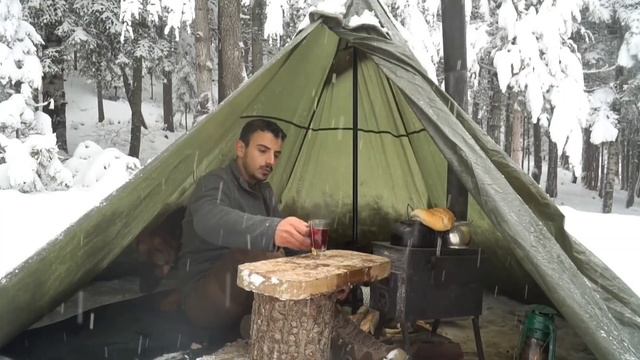 Winter Camping In A Snowstorm With My Dog - Caught In A Storm