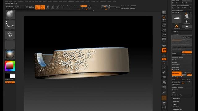 ZBrush. Строим фактуру на кольце. 3Д моделирование. Ювелирный дизайн. смотреть онлайн