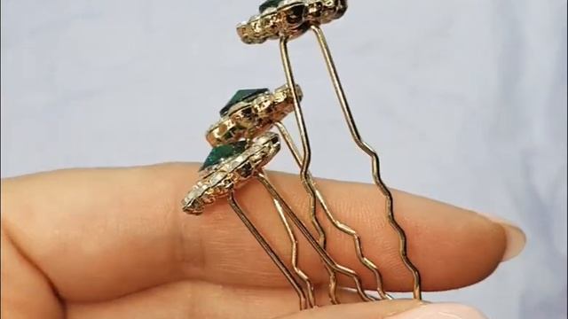 ШП030ЗЗ Зеленые шпильки для волос, шпильки в прическу, шпильки для вечерней прически, смотреть онлайн