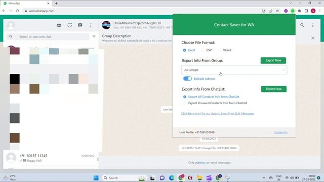 How to download whatsapp group contact in excel | Contact Saver WA: Extension to download WP contac смотреть онлайн