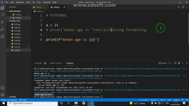 What is fstring & string formatting and how to use them #tut9 смотреть онлайн