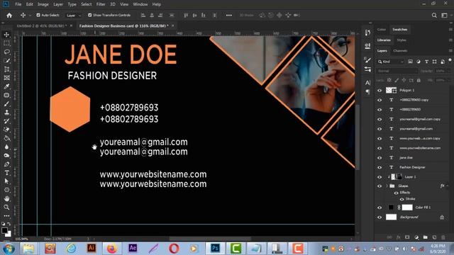 Fashion Designer Business Card Design in Photoshop cc 2020 смотреть онлайн