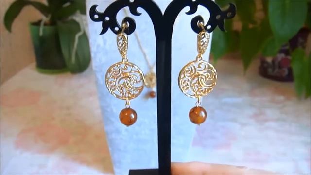 Комплект Цепочка и Серьги (агат) смотреть онлайн