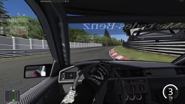 Assetto Corsa: Nordschleife Tourist with Mercedes-Benz 190E Evo II  7:24.926 PB