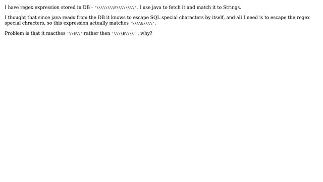 Werid behavior - Java regex expression taken from DB смотреть онлайн