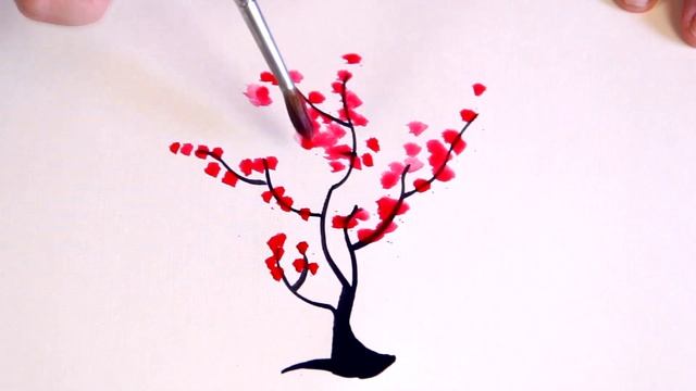 Как нарисовать цветущее дерево САКУРЫ. Уроки рисования для начинающих. Акварель смотреть онлайн