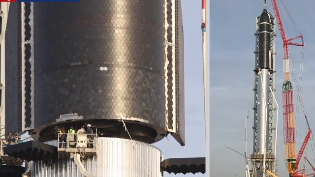 120 метров! SpaceX впервые установила Starship S20 на ускоритель Super Heavy Booster 4 смотреть онлайн