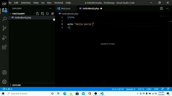 Visual studio code + xampp  php hello world