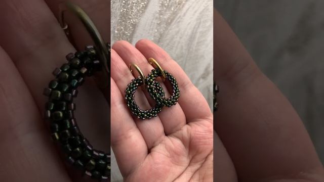 Серьги конго, бисер японский премиум. Украшения из бисера. смотреть онлайн