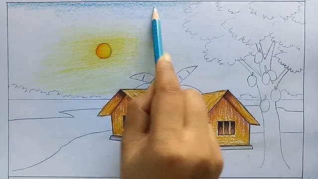How to draw Landscape || Scenery of beautiful nature / scenery of summer season - step by step смотреть онлайн