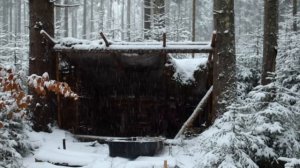 Одна зимой в Горячей палатке   Кемпинг в снежном лесу с ночевкой   АСМР