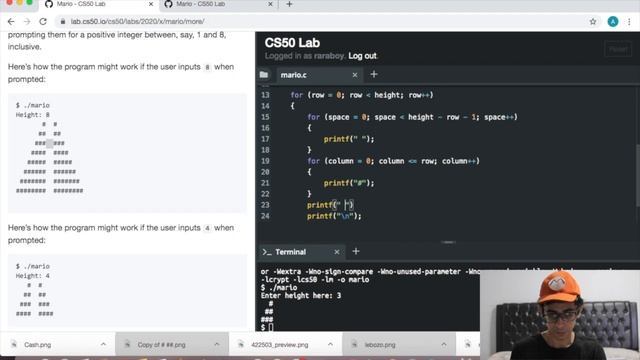 CS50 Problem Set 1 - Mario More Comfortable Walkthrough (Step by Step for Beginners) смотреть онлайн