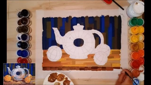 Мастер-класс. Декоративный натюрморт. Гуашь. смотреть онлайн