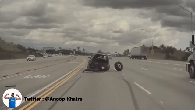 TeslaCam Captures INSANE Crash - Truck Wheel Detaches, Launches Kia Soul Into The Air - LA.