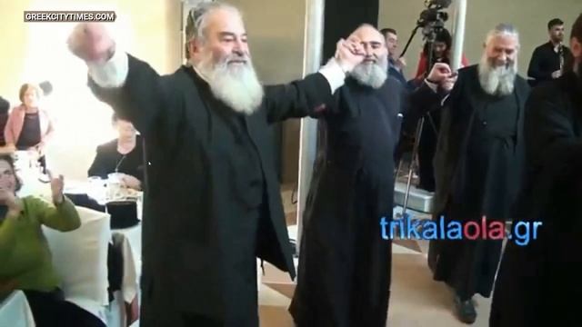 Priests From Trikala Greece,  Greek Dancing.