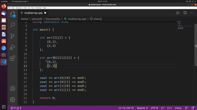 C++ Tutorial for Beginners Ep#24 - Multidimensional Arrays with (2D/3D) Examples - SavvyNik on Linu смотреть онлайн