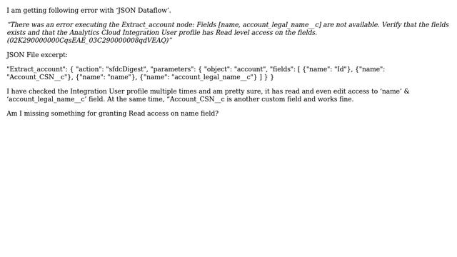 Salesforce: Not able to import Account object using 'JSON Dataflow' смотреть онлайн