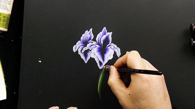 😳Beautiful spring Flowers iris painting 🎨 One Stroke Acrylic Painting techniques tutorial [Subtitle смотреть онлайн