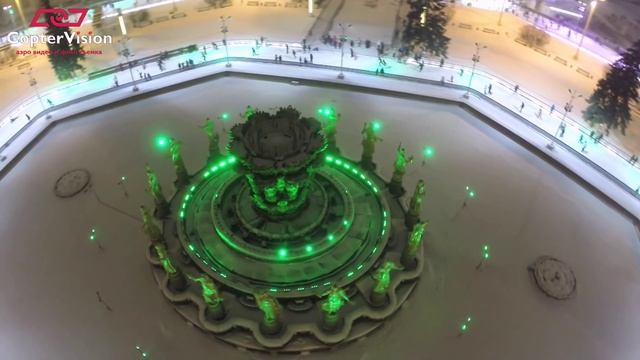 Аэросъемка ледового катка в Москве на ВДНХ