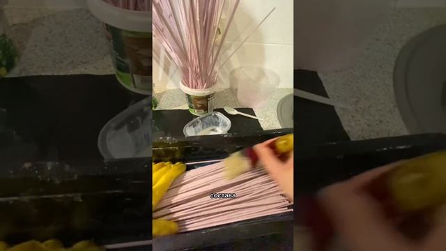 Обработка бумажной лозы водной лазурью Биотекс#бумажнаялоза #обработкалозы #Биотекс #воднаялозурь