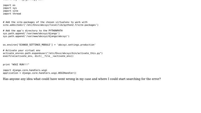 DevOps & SysAdmins: Django + Apache + mod_wsgi: Why is wsgi script executed multiple times? смотреть онлайн