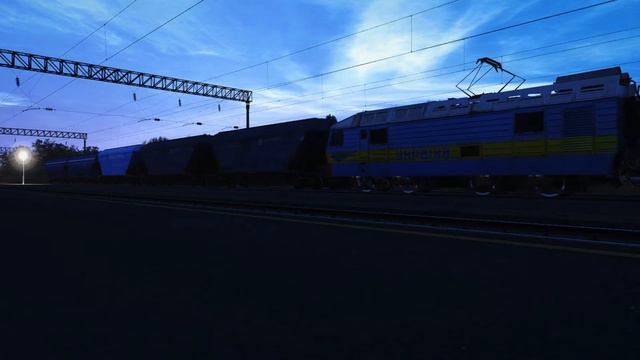 DE1-024(Donbass) ранним утром с Грузовым поездом Trainz 2019 смотреть онлайн