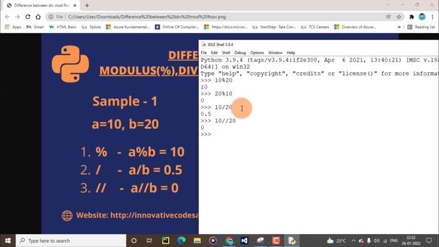 Difference between Modulus ,Division and Floor division operators using in Python program? ICA 2022 смотреть онлайн