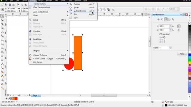 CorelDraw Mirror Object Horizontally смотреть онлайн