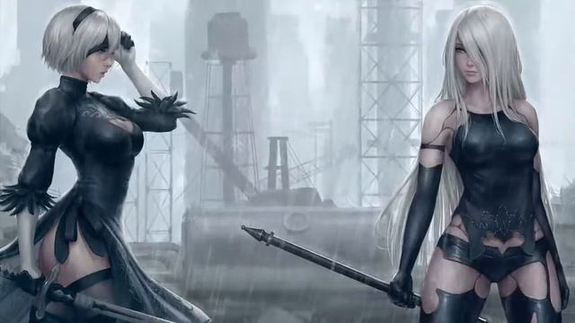 2B and A2 In The Rain NieR Automata 4K Desktop Theme Live Desktop Wallpapers смотреть онлайн