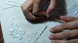 Бахрома из бисера (стеклярус); beads fringe (glass rod)