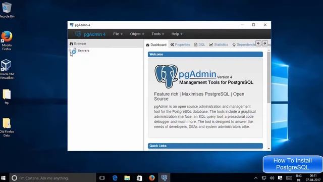How to Install PostgreSQL 9 6.2 & pgAdmin 4 on Windows 10 or Windows Servers смотреть онлайн