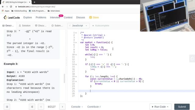 Leetcode Question 8 "String to Integer (atoi)" in Javascript смотреть онлайн