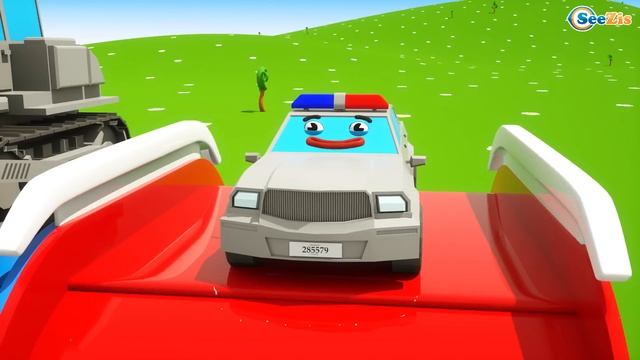 Ambulance, Fire Truck and Police Car - Emergency Vehicles for children 3D Cartoon смотреть онлайн