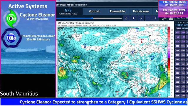 Cyclone Eleanor & Lincoln Live Coverage | February,23,2024 0:00 UTC 3:00 AST 4:00 MST