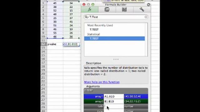 Student T-test using Excel смотреть онлайн