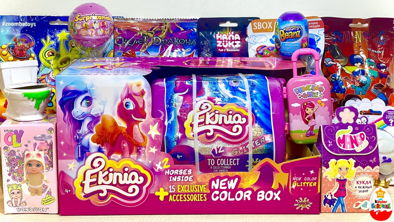 СЮРПРИЗ MIX! Ekinia Splash Toys, Flosh Force, Cloudees, AMONG US, HANAZUKI, Surprise Unboxing