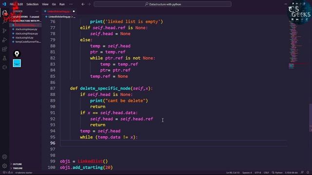 Python DSA Class #12:--Delete A Specific Node In A Linked List || DSA With Python смотреть онлайн
