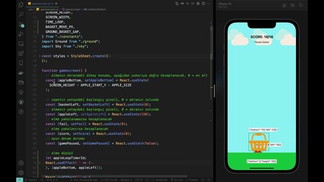 Elma Yakalama Oyunu Nasıl Yapılır? | React Native смотреть онлайн