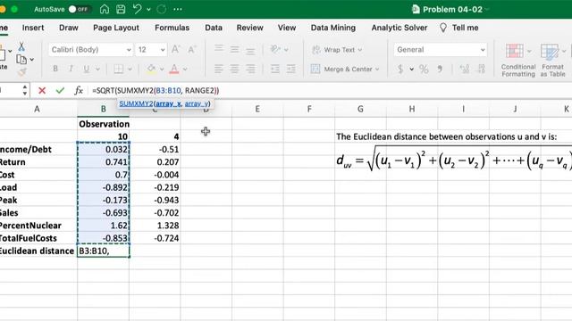 How to calculate Euclidean distance in Excel смотреть онлайн