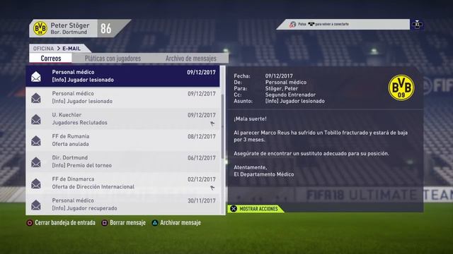 Modo carrera FIFA 18 Borussia Dortmund ep8. Enderezando el camino + posible fichaje? смотреть онлайн