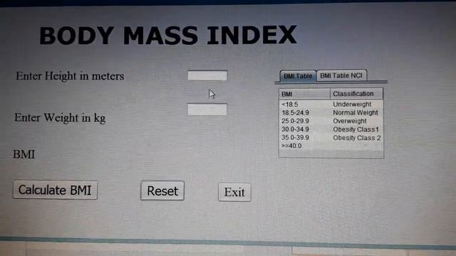 BODY MASS INDEX by java NetBeans смотреть онлайн