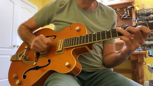 Gretsch 6120T-BSSMK Smoke , with TV Jones Setzer Signature pickups, played by Jeremy Slemenda смотреть онлайн