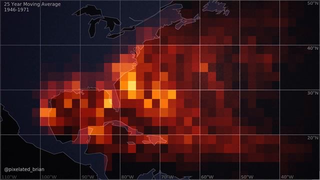 Hurricane 25 Year Moving Average 'Damage' Heat Map смотреть онлайн