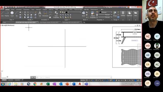 Autocad Türkçe, kıvrık dal sanatlı orta sehpa mobilya tasarımı, tasarımın word proje sunumu Ders2 смотреть онлайн