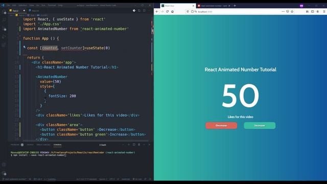 React Animated Number Tutorial - How to build an animated counter смотреть онлайн