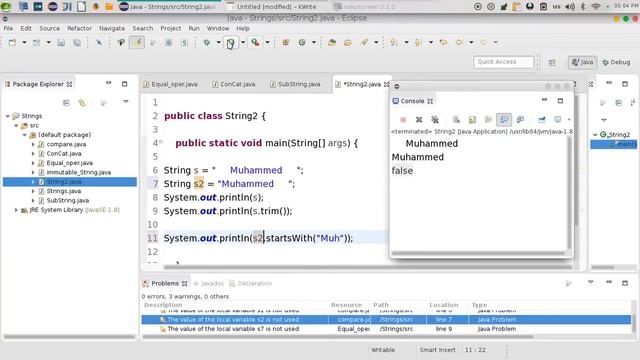 9 Java advanced Strings trim start end with دالة البدء والنهاية النصوص смотреть онлайн